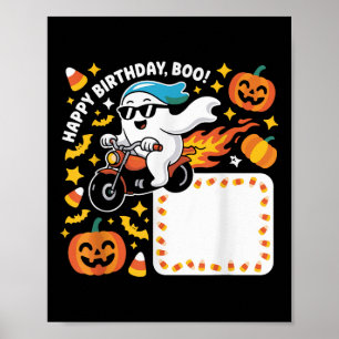 Funny Ghost Biker Halloween-design med flamma och Poster