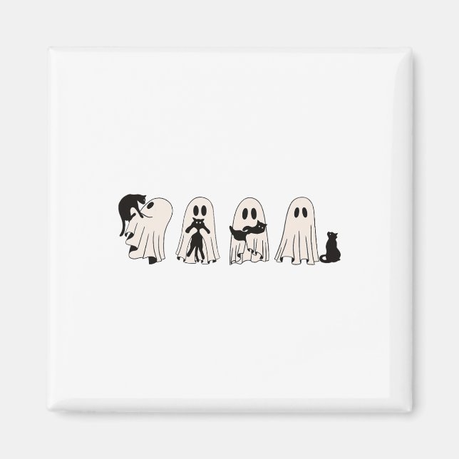 Funny Ghost Black Cat Spooky Season Bus eller godi Magnet (Framsidan)