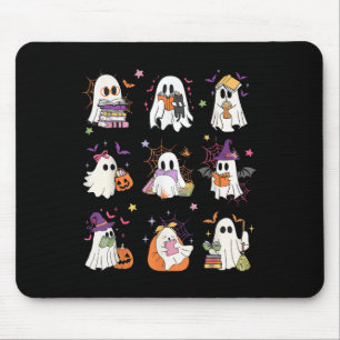 Funny Ghost Bok Reading Halloween Bokar Älskare Te Musmatta