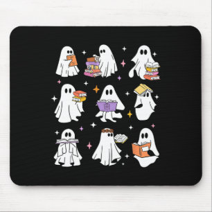 Funny Ghost Bok Reading Halloween Bokar Älskare Te Musmatta