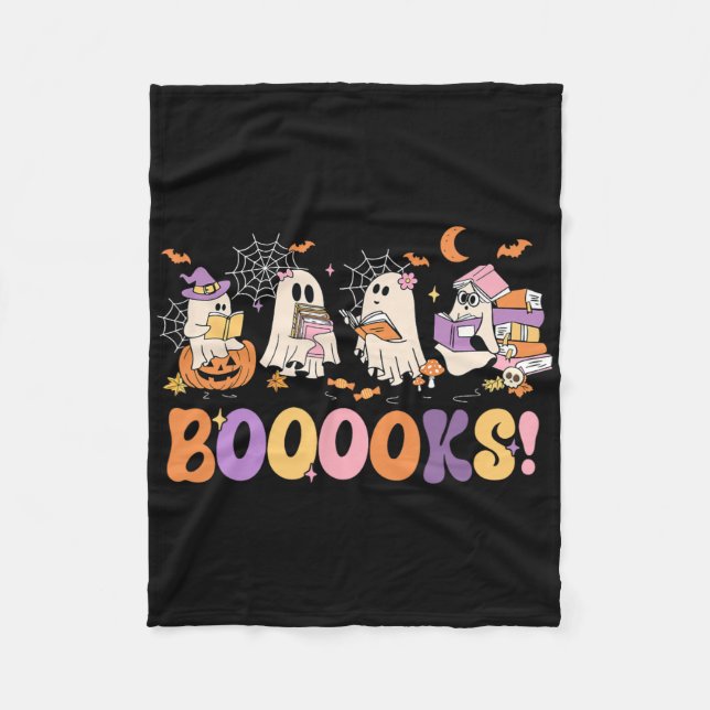 Funny Ghost Bok Reading Halloween Boooks Älskare T Fleecefilt (Framsidan)