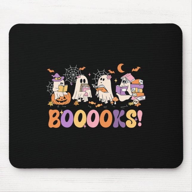 Funny Ghost Bok Reading Halloween Boooks Älskare T Musmatta (Framsidan)