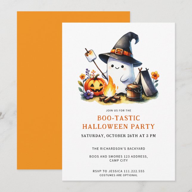 Funny Ghost Camper Boo-Tastic Halloween fest Inbjudningar (Fram/baksida)