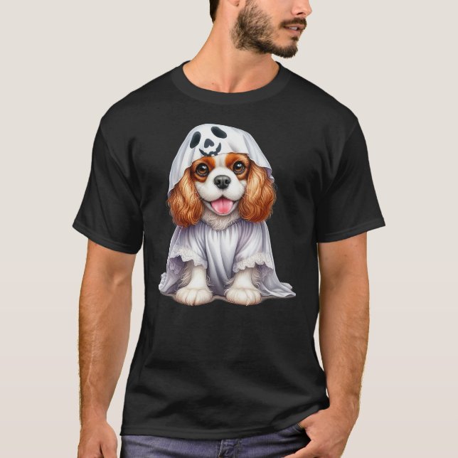 Funny Ghost Cavalier King Charles Spaniel Dog Love T Shirt (Framsida)