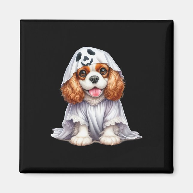 Funny Ghost Cavalier Kung Charles Spain Hund Kärle Magnet (Framsidan)