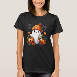 Funny Ghost Coffee Jack o lantern Spooky Season Ha T Shirt