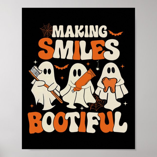 Funny Ghost Dentist Halloween Skapar Smiles Bootif Poster (Framsidan)