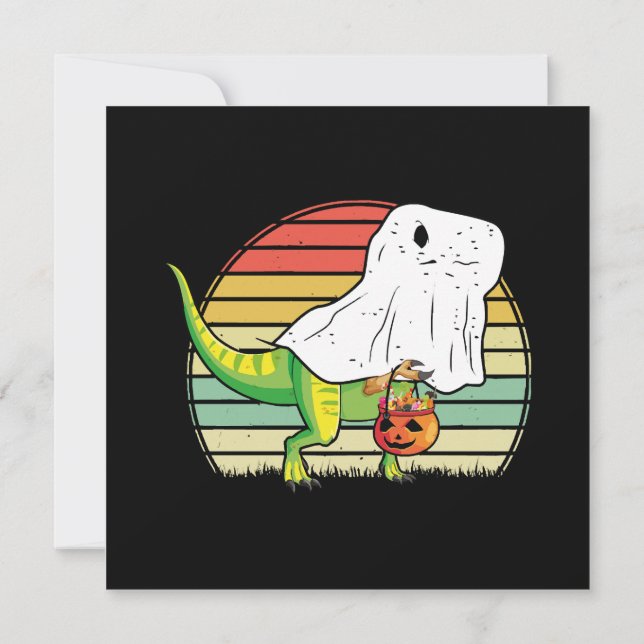 Funny Ghost Dinosaur Halloween Inbjudningar (Baksida)