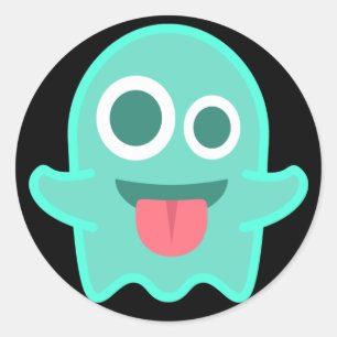 Funny Ghost Emoji Runt Klistermärke