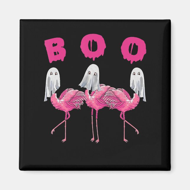 Funny Ghost Flamingo Boo Halloween Costume Gifts Magnet (Framsidan)