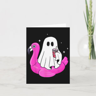 Funny Ghost Flamingo Flyter Bassäng Spooky Summer Kort