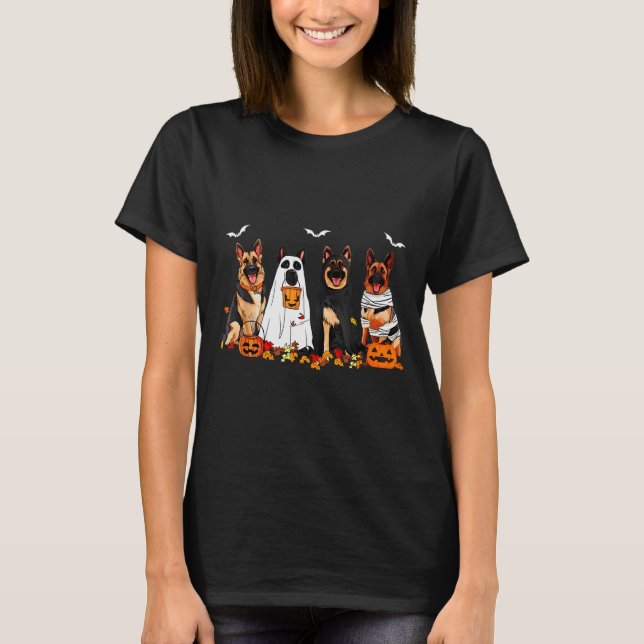 Funny Ghost German Shepherd Halloween Dog Mom Dog  T Shirt (Framsida)