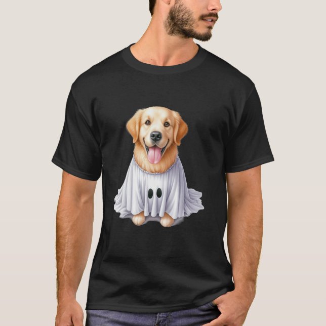 Funny Ghost Golden Retriever Hund älskare Hallowee T Shirt (Framsida)