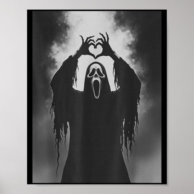 Funny Ghost Hand Heart Sign Soky Costume Halloween Poster (Framsidan)