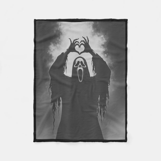 Funny Ghost Hand Heart Sign Spooky Costume Hallowe Fleecefilt (Framsidan)