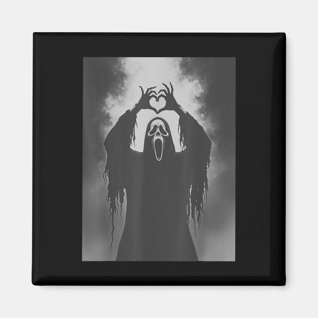 Funny Ghost Hand Heart Sign Spooky Costume Hallowe Magnet (Framsidan)