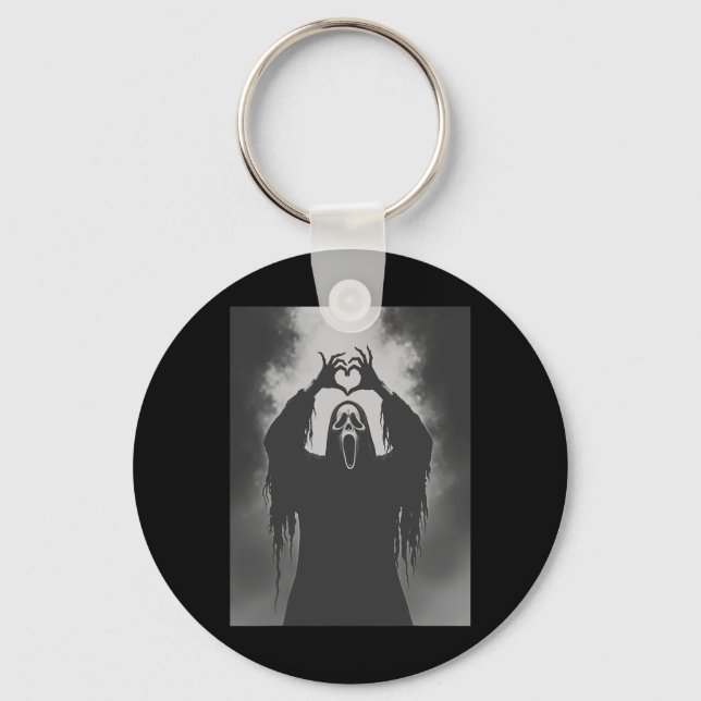 Funny Ghost Hand Heart Sign Spooky Costume Hallowe Nyckelring (Framsida)