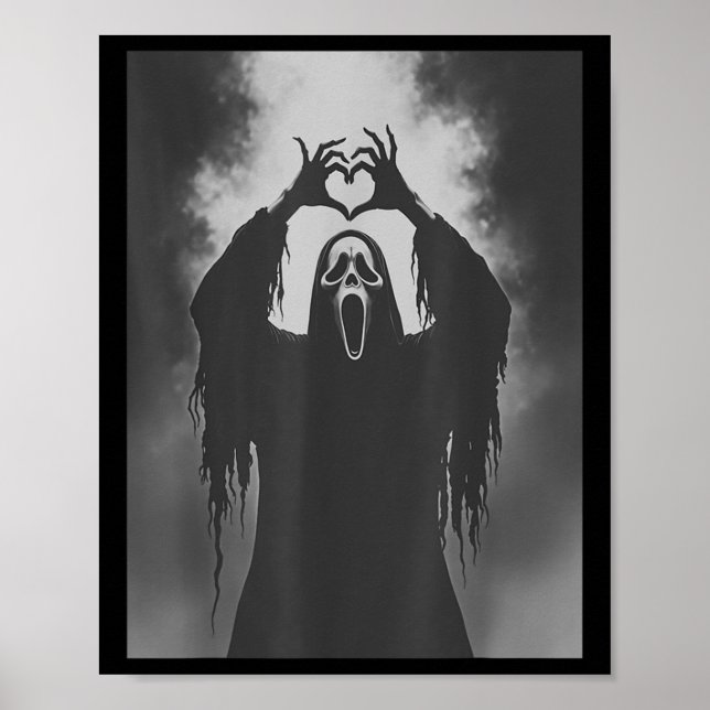 Funny Ghost Hand Heart Sign Spooky Costume Hallowe Poster (Framsidan)