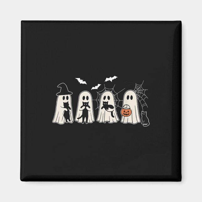 Funny Ghost Holding A Black Cat Halloween Ghost Ca Magnet (Framsidan)