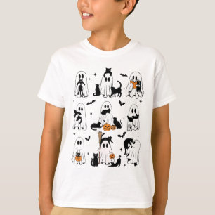 Funny Ghost Holding A Black Cat Lazy Halloween Spo T Shirt