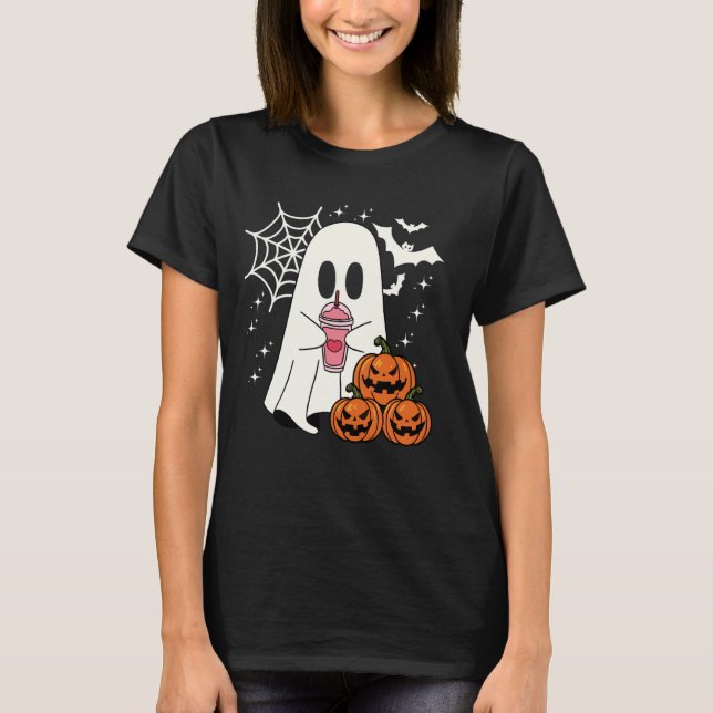 Funny Ghost Jack o lantern Halloween Spooky Season T Shirt (Framsida)
