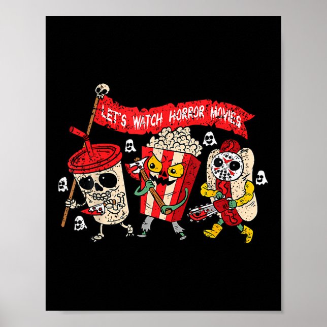 Funny Ghost Lets Watch skräckfilmer Halloween Ske Poster (Framsidan)