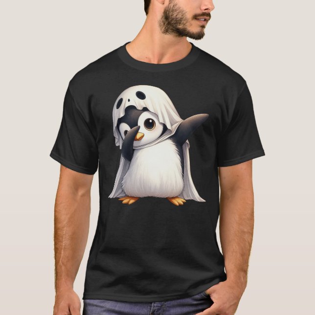 Funny Ghost Penguin Halloween Animals Penguin Love T Shirt (Framsida)