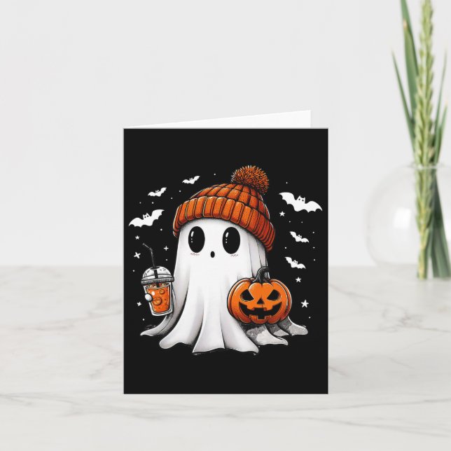 Funny Ghost Pumpkin Jack O Latern Spooky Season Ha Kort (Framsida)