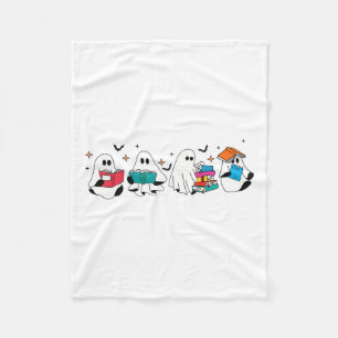 Funny Ghost Reading Bokar Teacher Halloween Spooky Fleecefilt