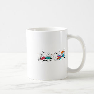 Funny Ghost Reading Bokar Teacher Halloween Spooky Kaffemugg