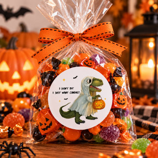 Funny Ghost T-Rex with Pumpkin Runt Klistermärke