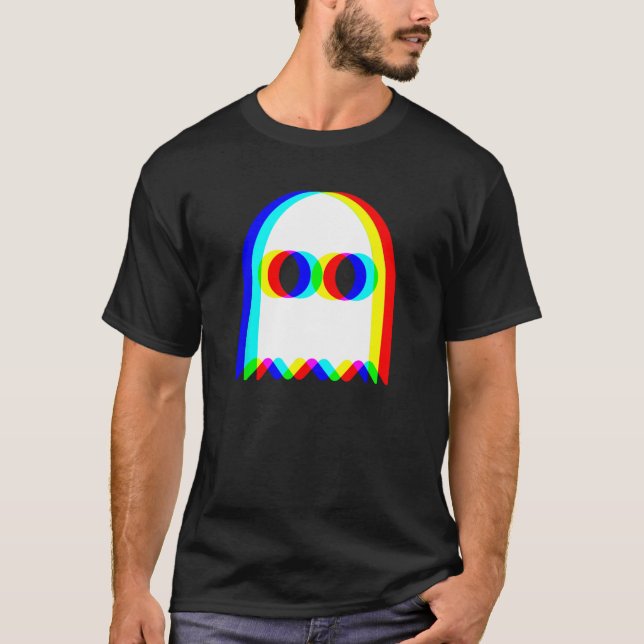 Funny Ghost Trippy Vaporwave Halloween Techno Rave T Shirt (Framsida)