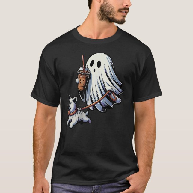 Funny Ghost Walking Dog ghost dog halloween Night T Shirt (Framsida)