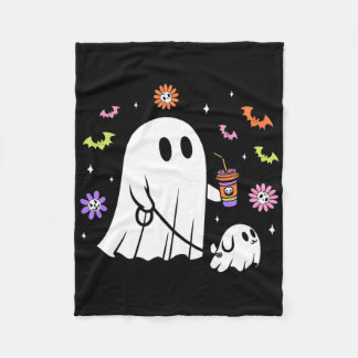Funny Ghost Walking Hund Spooky Ghost Coffee Hallo Fleecefilt