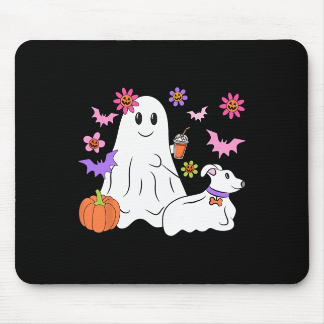 Funny Ghost Walking Hund Spooky Ghost Coffee Hallo Musmatta (Framsidan)