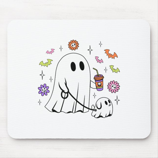 Funny Ghost Walking Hund Spooky Ghost Coffee Hallo Musmatta (Framsidan)