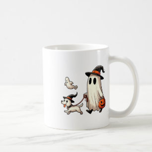 Funny Ghost Walking Hund Spooky Season Halloween C Kaffemugg