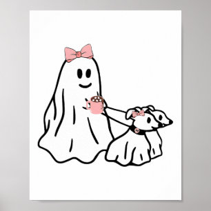 Funny Ghost Walking Hund Spooky Season Halloween C Poster
