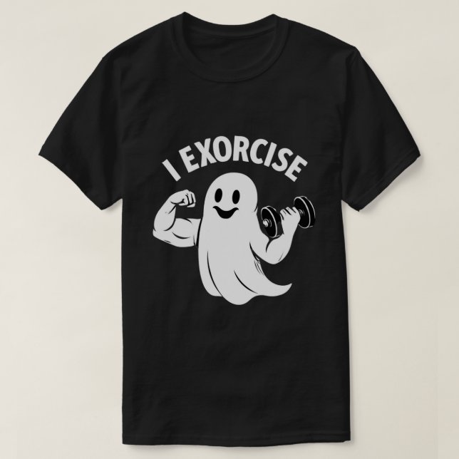 Funny Ghost Workout - "I Exercise" Halloween Gym G T Shirt (Design framsida)