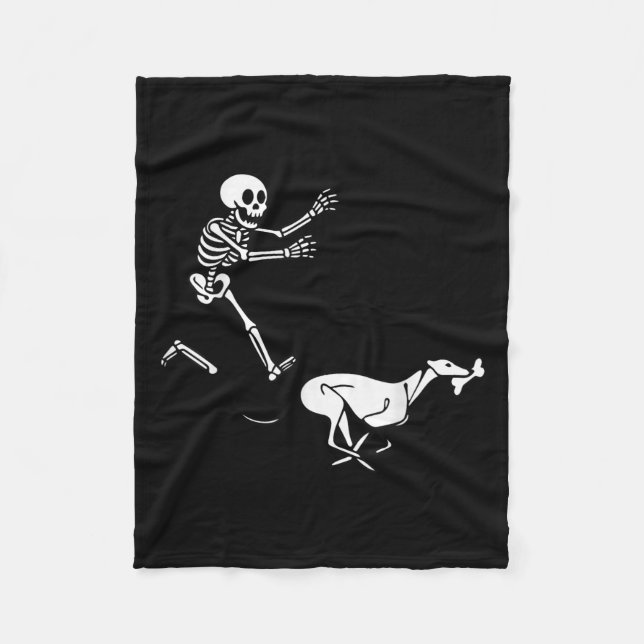 Funny Ghound Running Skeleton Halloween Fleecefilt (Framsidan)