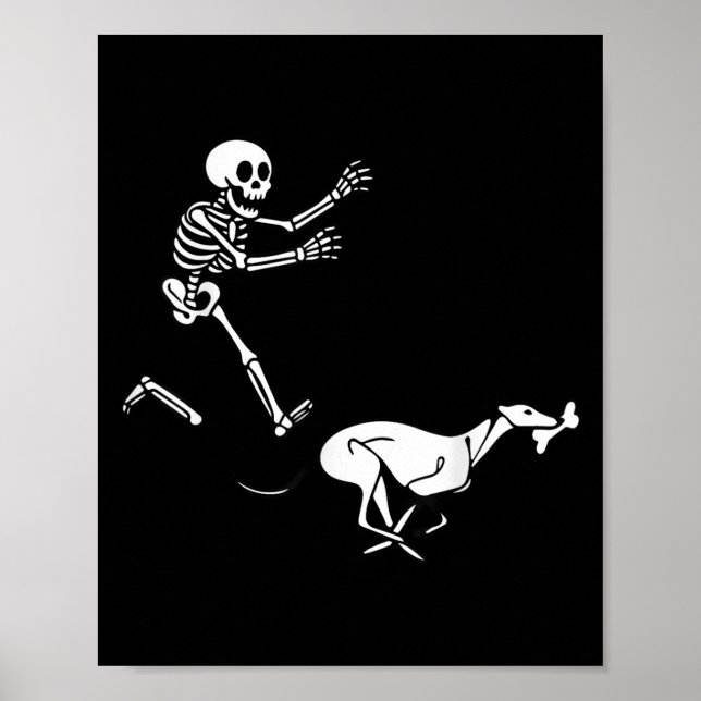 Funny Ghound Running Skeleton Halloween Poster (Framsidan)