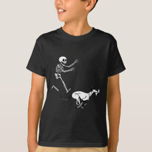 Funny Ghound Running Skeleton Halloween T Shirt