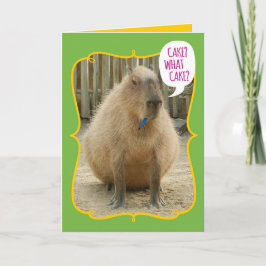 Funny Giant Cake-Eating Capybara Birthday Kort