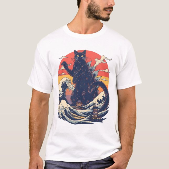 Funny Giant Cat Catzilla Shirt T (Framsida)