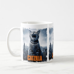 Funny Giant Cat Monster Kattdjur Humor Cat Lovers Kaffemugg