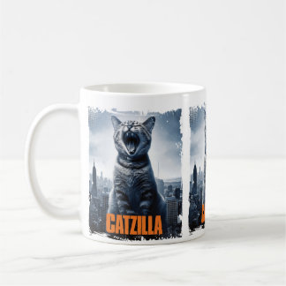Funny Giant Cat Monster Kattdjur Humor Cat Lovers Kaffemugg
