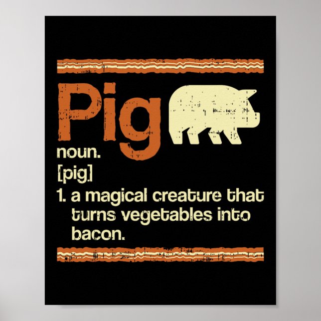 Funny Gift Bacon och Gris definition Poster (Framsidan)