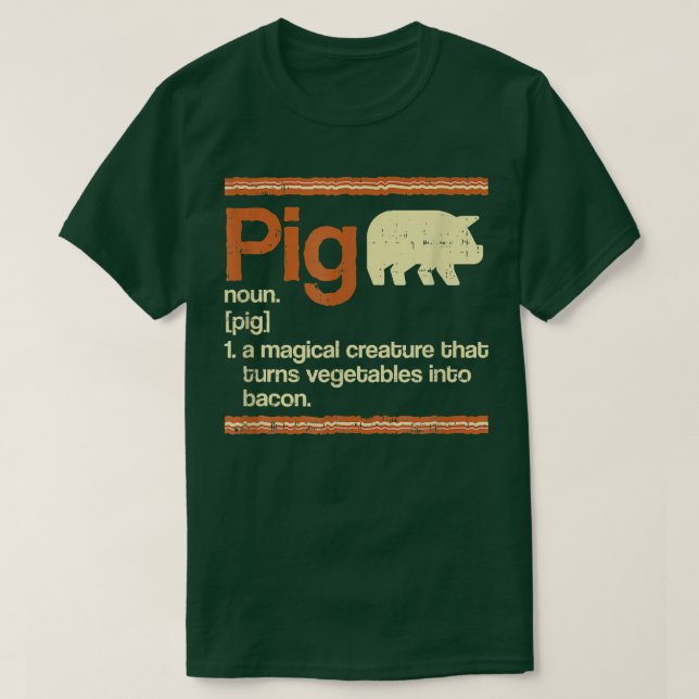 Funny Gift Bacon och Gris Definition T Shirt (Design framsida)