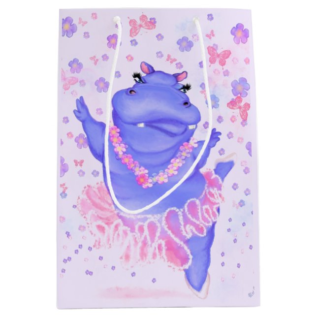 Funny Gift Bag med Ballerina Hippo (Framsidan)