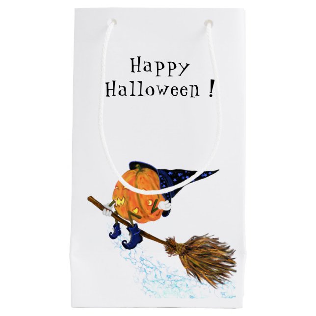 Funny Gift Bag med Halloween Witch Pumpkin Flies (Framsidan)